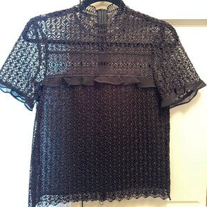 ZARA Black Lace Short Sleeve Dressy Top – Size XS